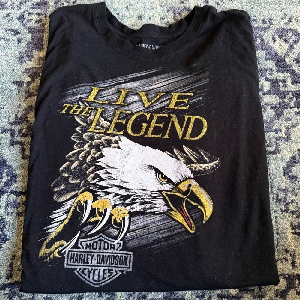 Men’s Y2K Harley Davidson Slim 3XL Live the Legend Bald Eagle Graphic T-Shirt